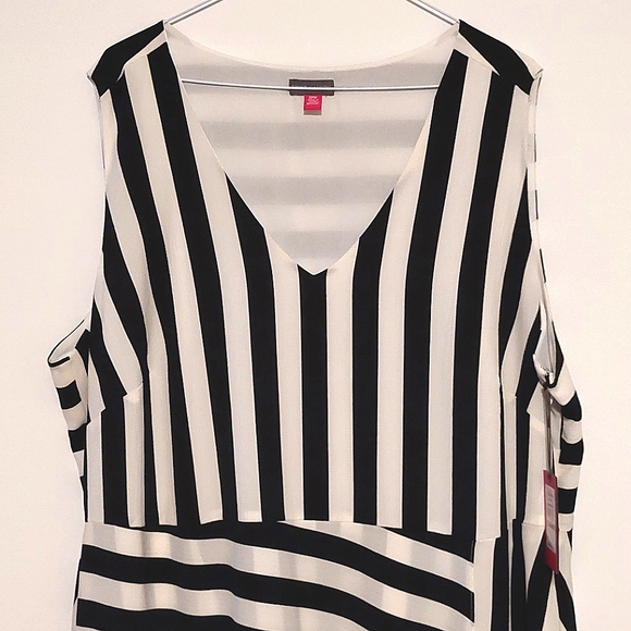 Vince Camuto Women's Black & White Striped Asymmetric Flowy Dress NWT Size 22W - Picture 5 of 14